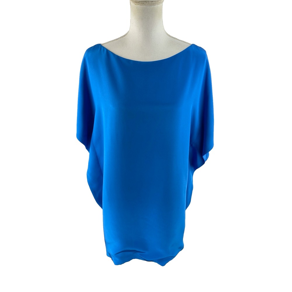 Ralph Lauren Womens 8 Silk Black Label Slit Sleeve Boatneck Blouse Batwing